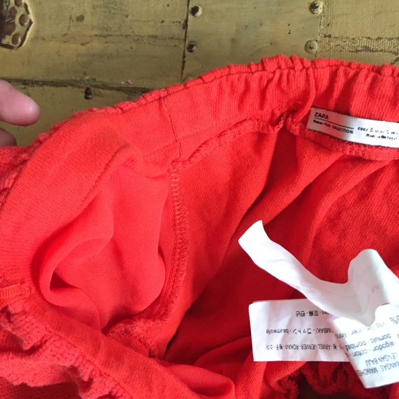 ZARA BRIGHT RED PUFf SLEEVE OFF SHOULDER TOP S - Picture 7 of 11